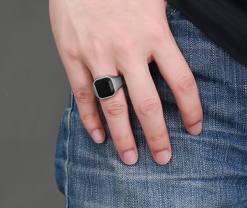 Black agate ring