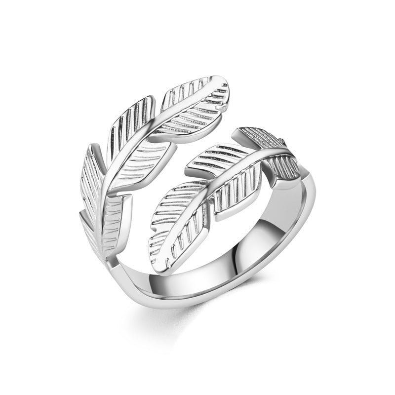 Feather Ring Titanium Steel Gold and Silver Color